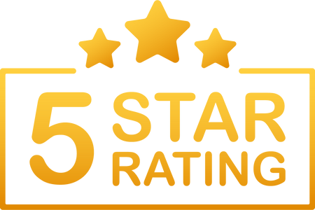 5 star rating. Badge