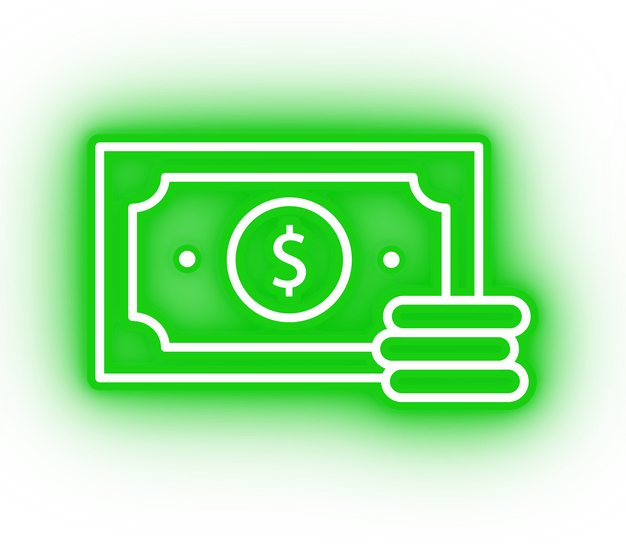 Neon green money icon